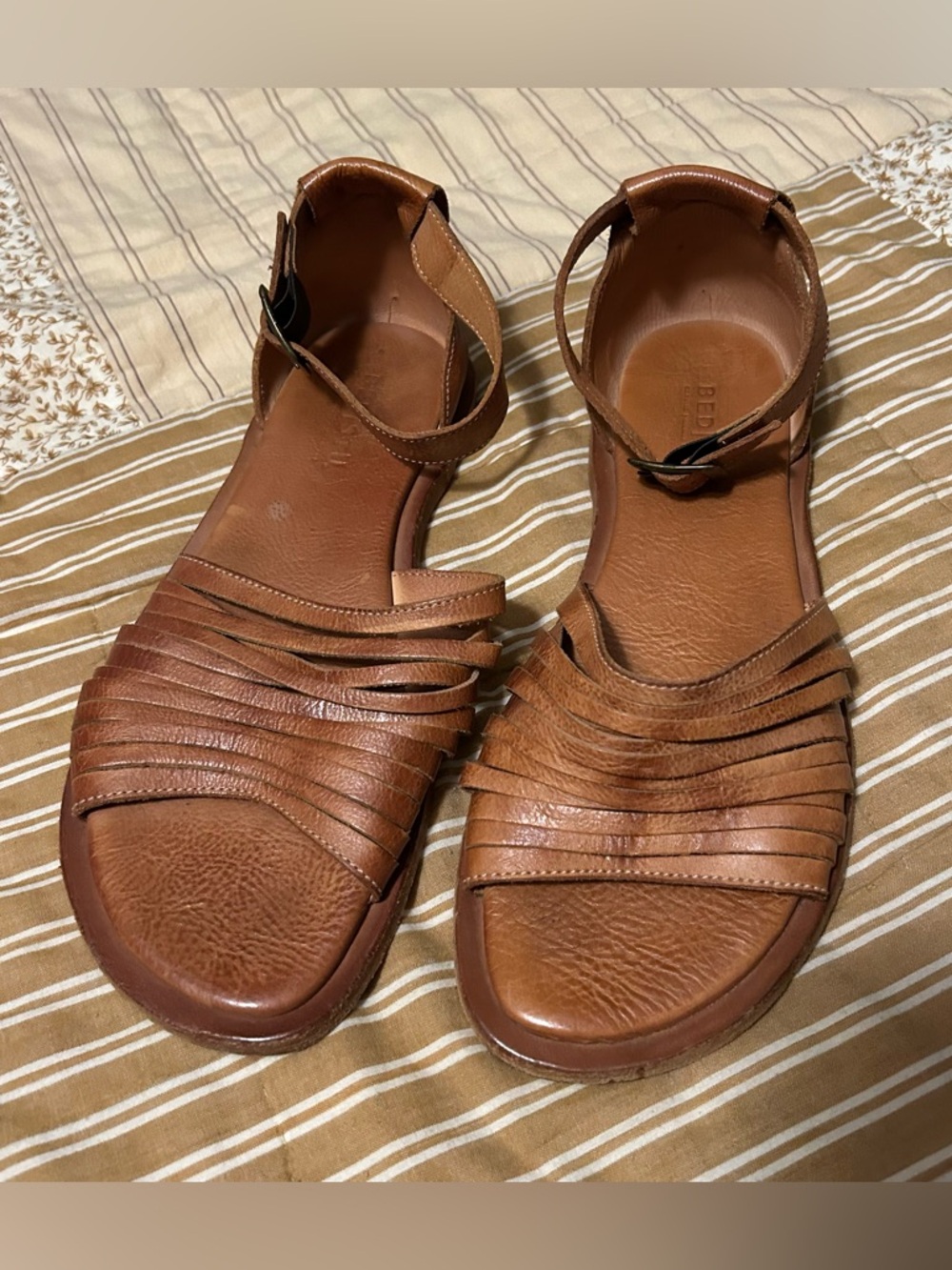 Bed Stu Lilia brown leather strap sandals size 10